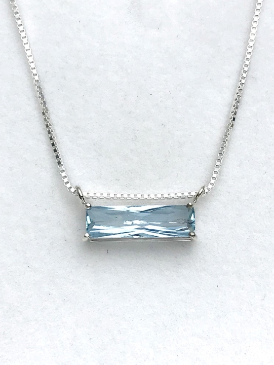 Faceted aquamarine pendant necklace for girls-Natural aquamarine pendant-Blue gemstone pendant (5)