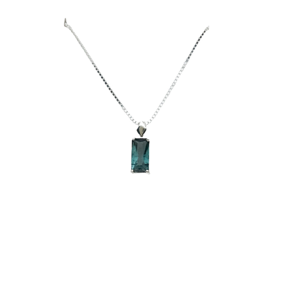 Faceted indicolite tourmaline pendant for women-Fine indicolite