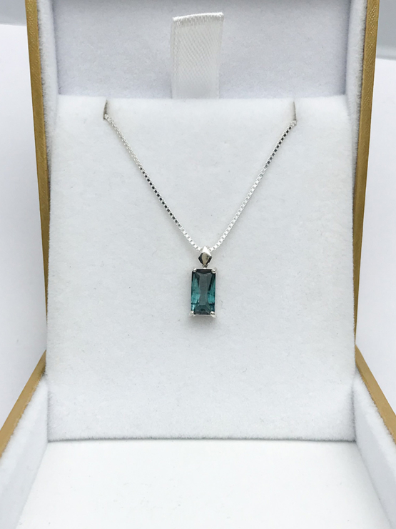 Faceted indicolite tourmaline pendant for women-Fine indicolite