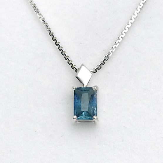 Faceted indicolite tourmaline pendant for women-Fine indicolite