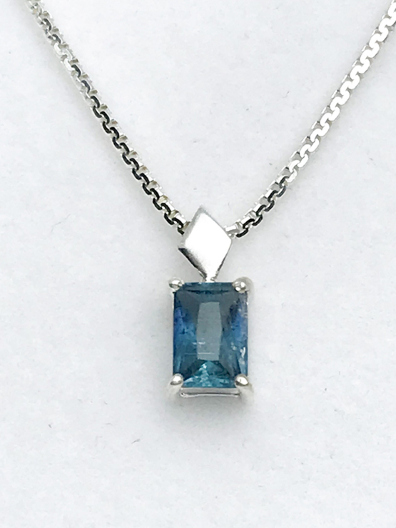 Faceted indicolite tourmaline pendant for women-Fine indicolite