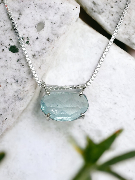 Faceted blue tourmaline pendant for women-Fine indicolite