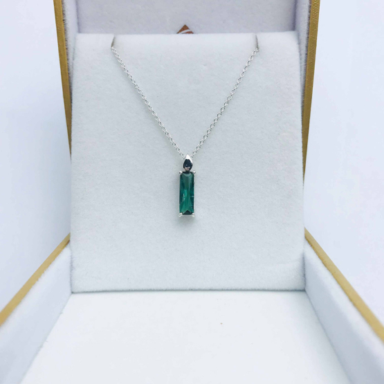 Natural green tourmaline pendant for women- Fine green tourmaline pendant-Faceted green tourmaline pendant