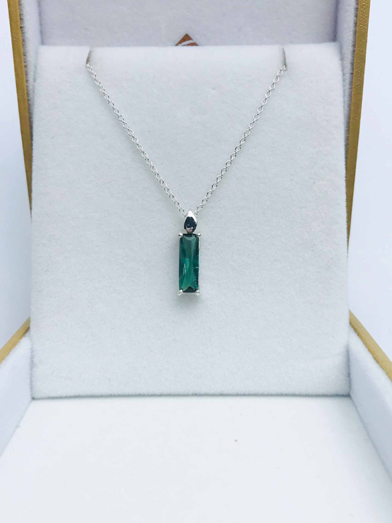 Natural green tourmaline pendant for women- Fine green tourmaline pendant-Faceted green tourmaline pendant