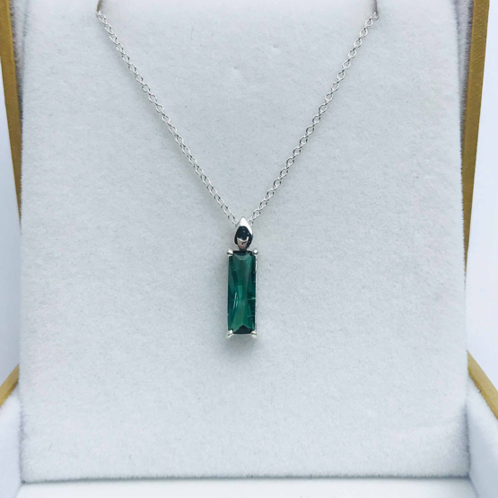 Natural green tourmaline pendant for women- Fine green tourmaline pendant-Faceted green tourmaline pendant