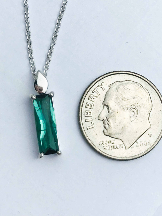 Natural green tourmaline pendant for women- Fine green tourmaline pendant-Faceted green tourmaline pendant