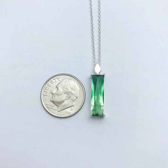 Natural green tourmaline pendant for women- Fine green tourmaline pendant-Faceted green tourmaline pendant