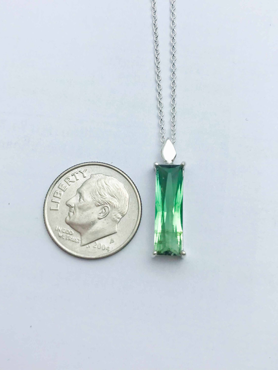 Natural green tourmaline pendant for women- Fine green tourmaline pendant-Faceted green tourmaline pendant