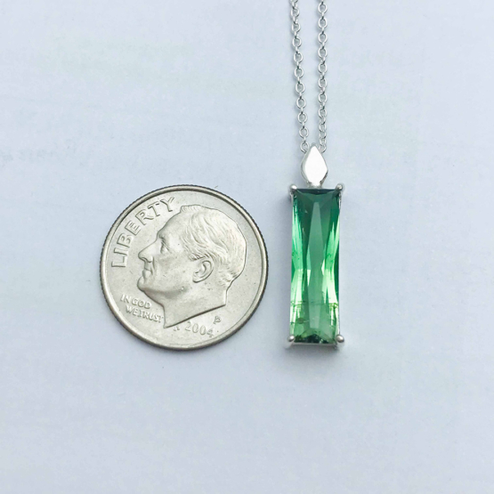 Natural green tourmaline pendant for women- Fine green tourmaline pendant-Faceted green tourmaline pendant