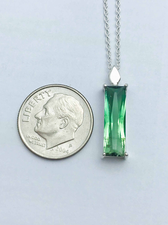 Natural green tourmaline pendant for women- Fine green tourmaline pendant-Faceted green tourmaline pendant