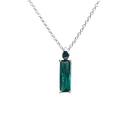 Natural green tourmaline pendant for women- Fine green tourmaline pendant-Faceted green tourmaline pendant