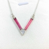 Pink tourmaline choker necklace for girls - Pink tourmaline V choker - V letter choker - Pink crystal choker