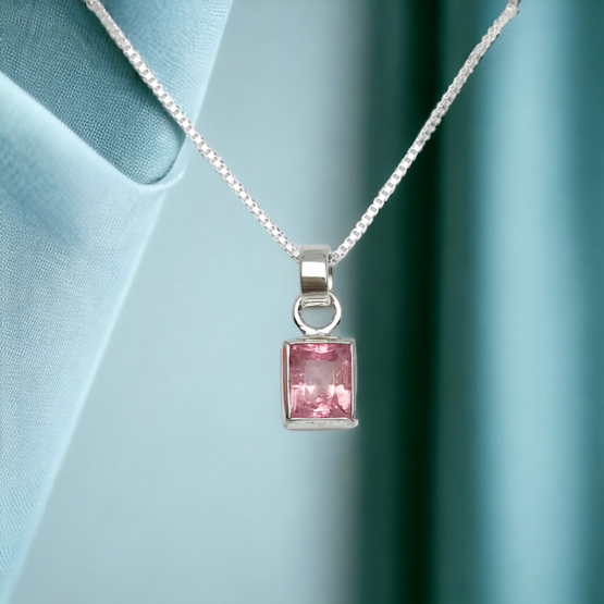 Pink tourmaline pendant necklace for girls-Faceted pink tourmaline