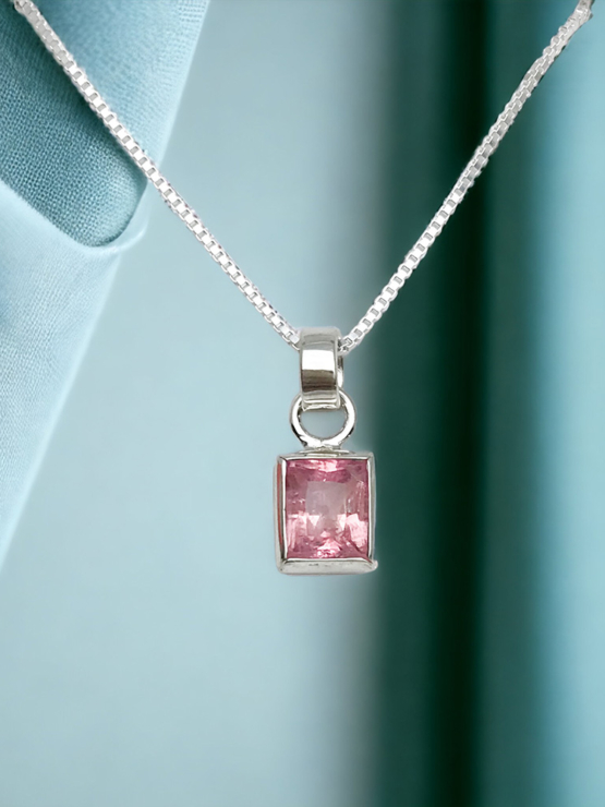 Pink tourmaline pendant necklace for girls-Faceted pink tourmaline