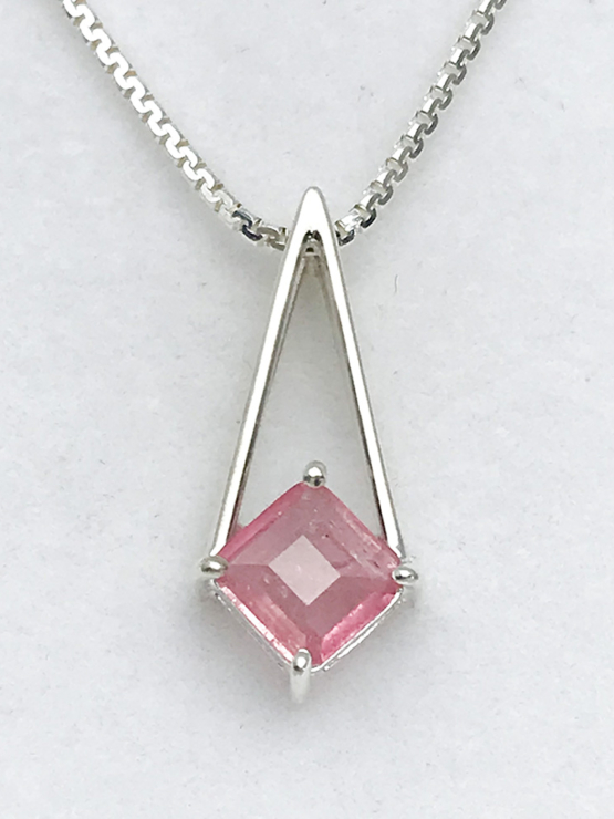 Pink tourmaline pendant necklace for girls-Faceted pink tourmaline