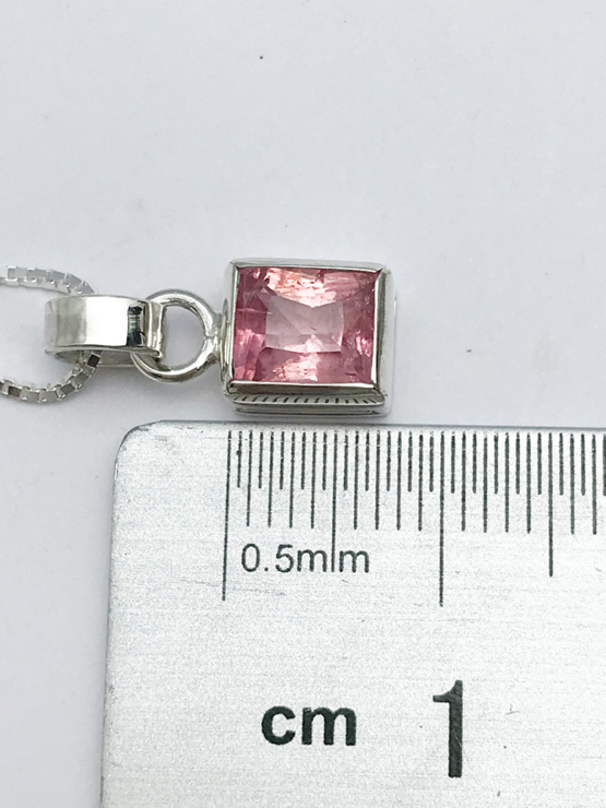 Pink tourmaline pendant necklace for girls-Faceted pink tourmaline