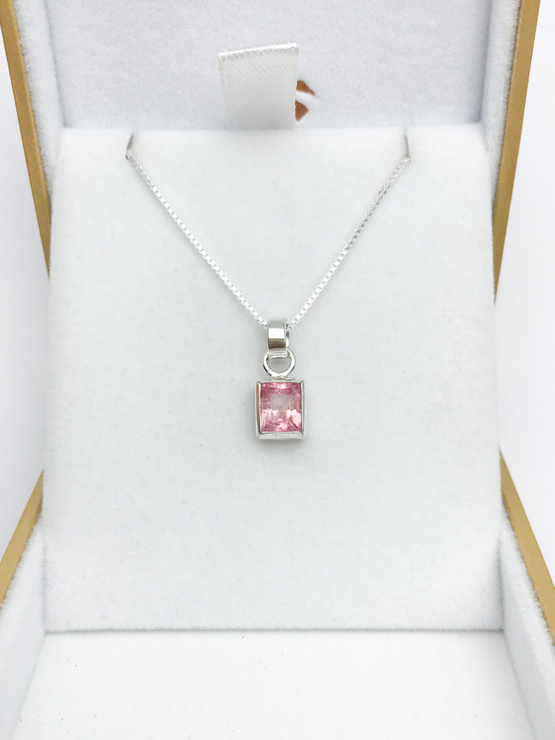 Pink tourmaline pendant necklace for girls-Faceted pink tourmaline