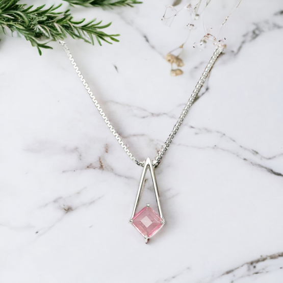 Pink tourmaline pendant necklace for girls-Faceted pink tourmaline