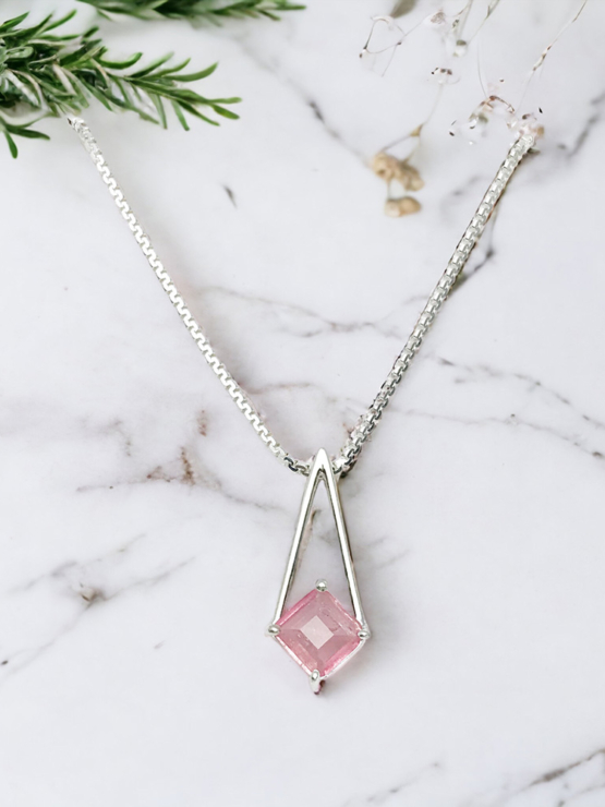 Pink tourmaline pendant necklace for girls-Faceted pink tourmaline