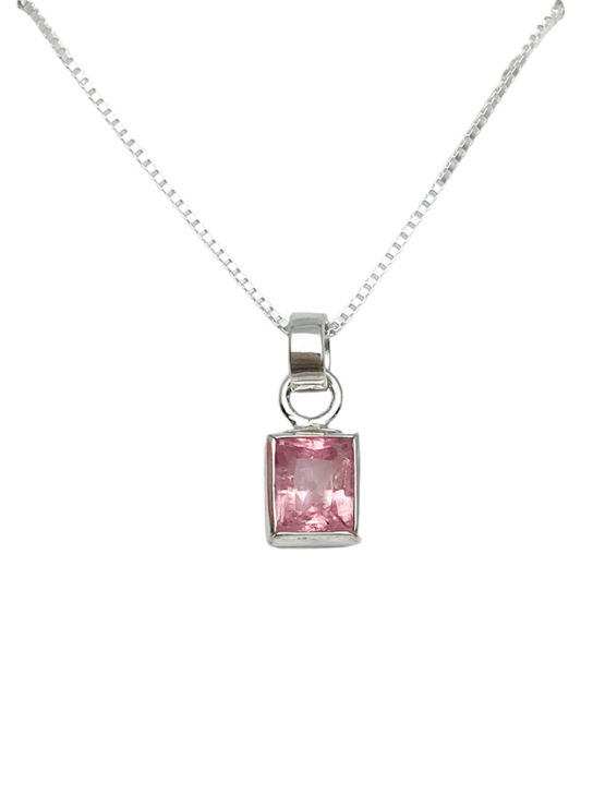 Pink tourmaline pendant necklace for girls-Faceted pink tourmaline