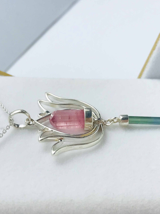 Pink tourmaline pendant