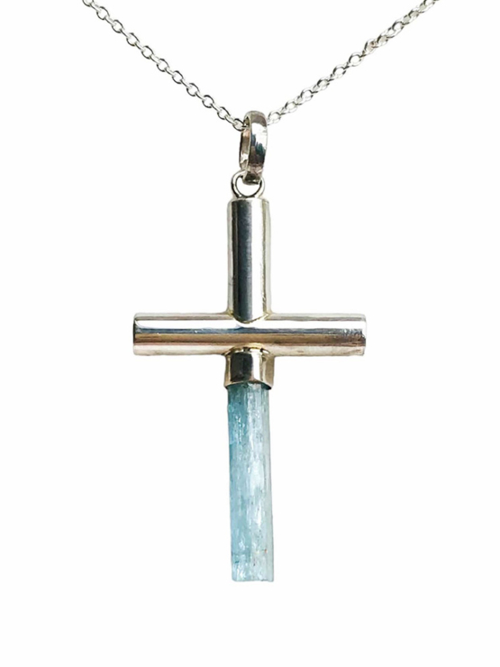 aquamarine cross pendant necklace