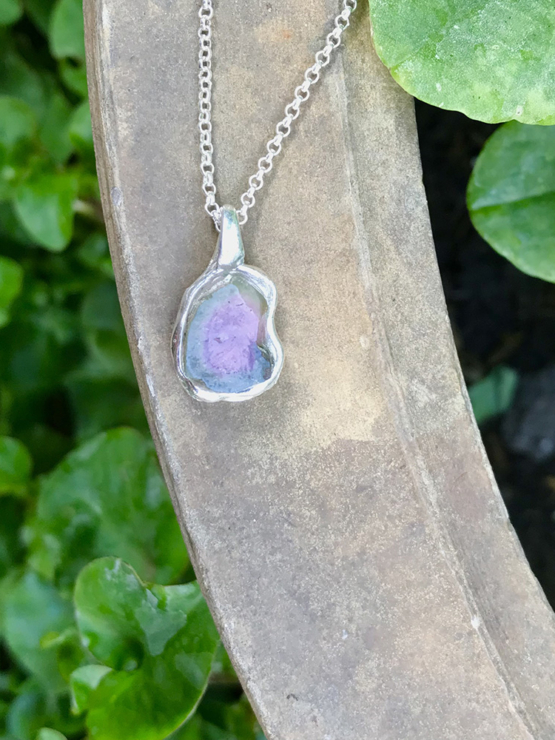 Watermelon tourmaline pendant necklace