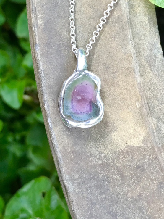 Watermelon tourmaline pendant necklace