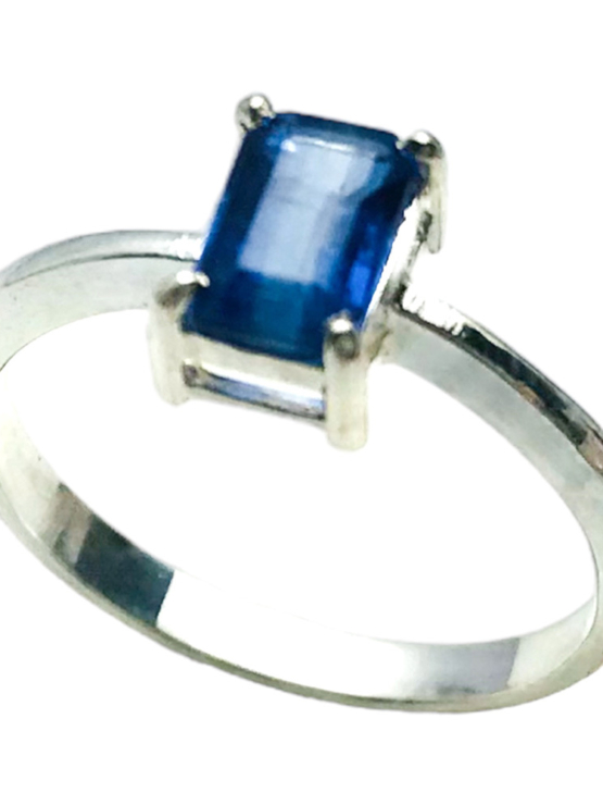 Faceted blue kyanite ring for girls