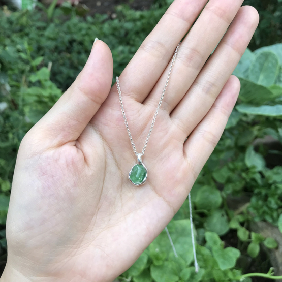 Natural green tourmaline pendant for women