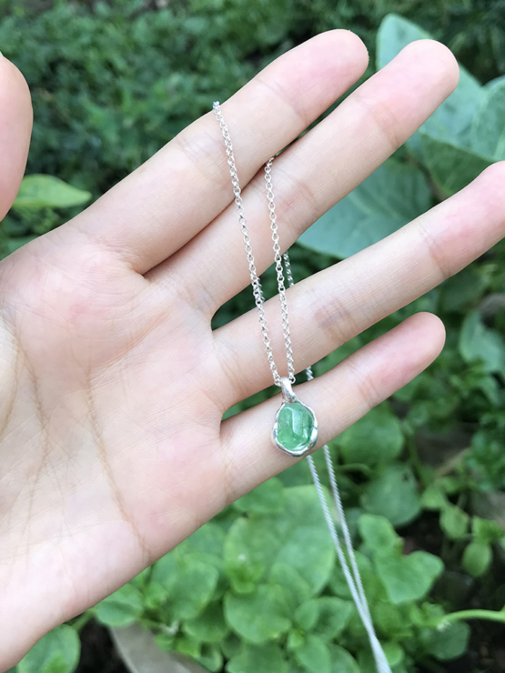 Natural green tourmaline pendant for women