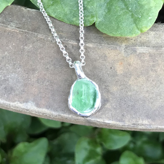 Natural green tourmaline pendant for women