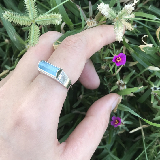 Raw aquamarine ring for girls
