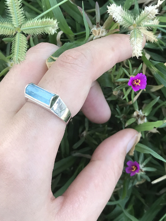 Raw aquamarine ring for girls