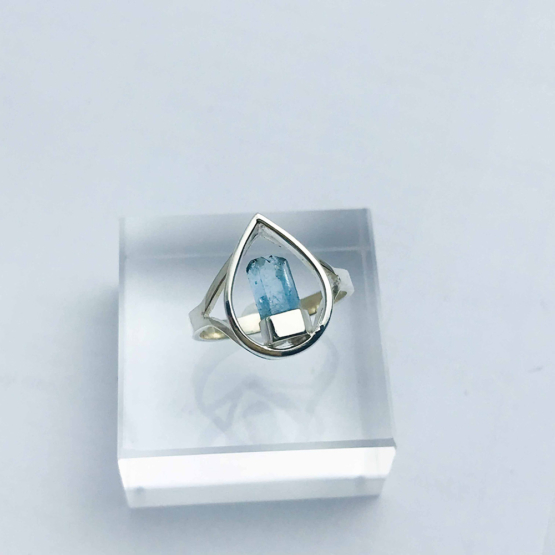 Raw aquamarine ring for girls