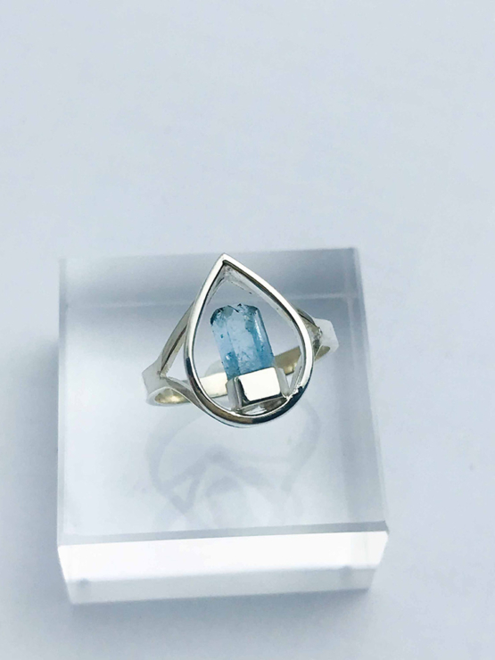 Raw aquamarine ring for girls