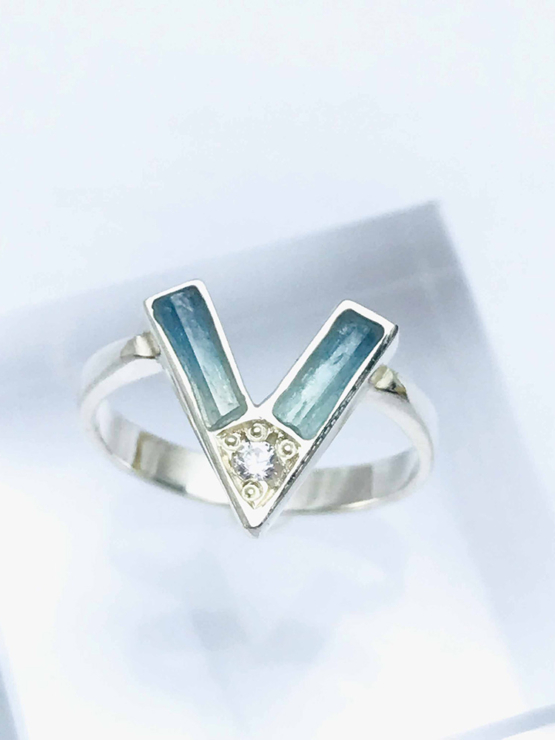 Raw aquamarine ring for girls