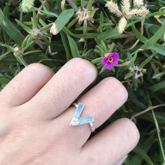 Raw aquamarine ring for girls