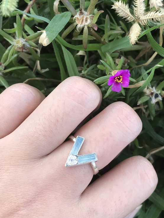 Raw aquamarine ring for girls