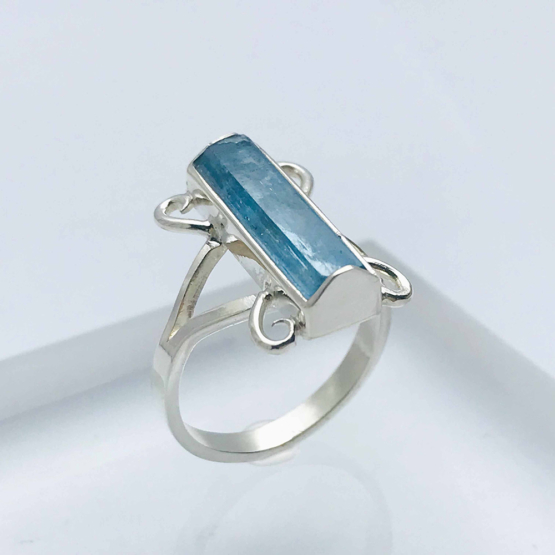 Raw aquamarine ring for girls natural aquamarine