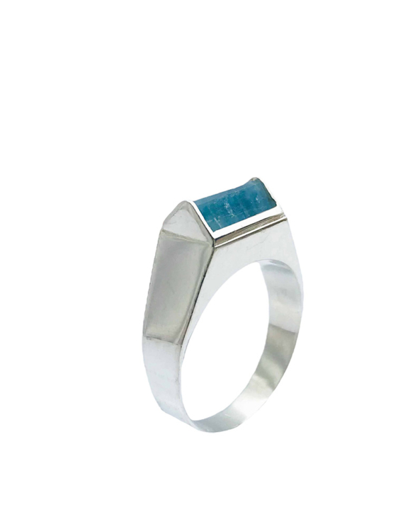 Raw aquamarine ring for girls