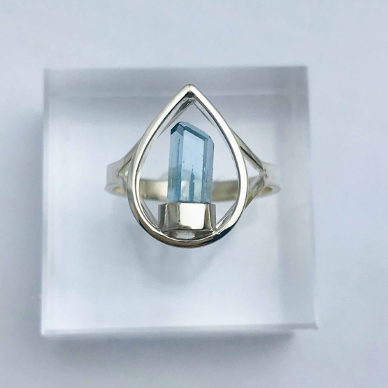 Raw aquamarine ring for girls