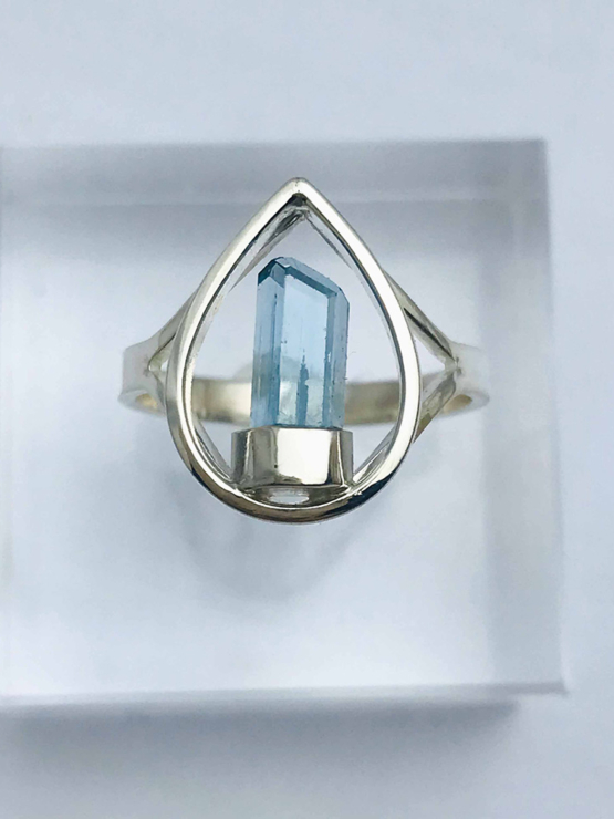 Raw aquamarine ring for girls