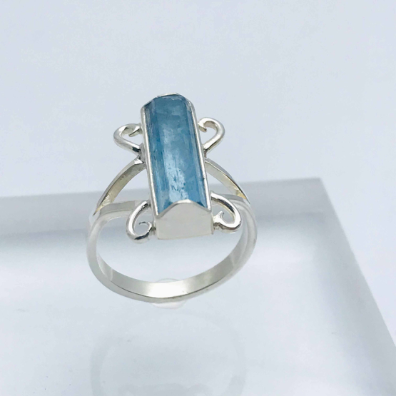 Raw aquamarine ring for girls natural aquamarine