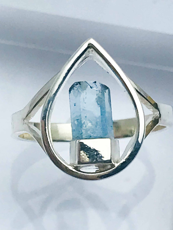 Raw aquamarine ring for girls