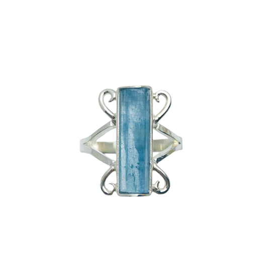 Raw aquamarine ring for girls natural aquamarine