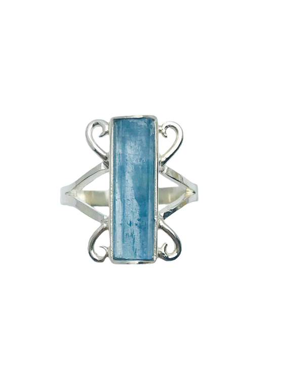 Raw aquamarine ring for girls natural aquamarine