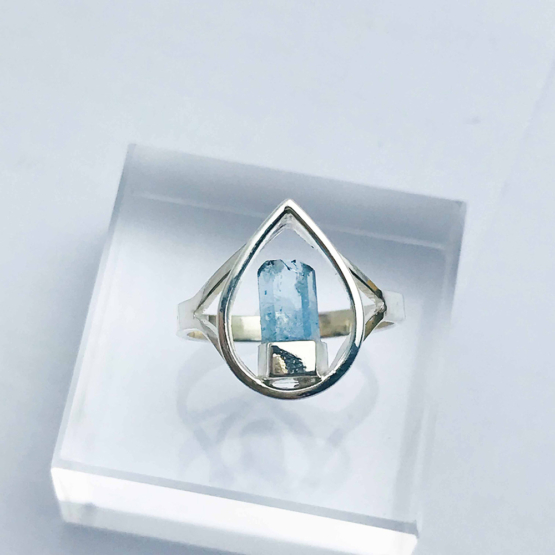 Raw aquamarine ring for girls