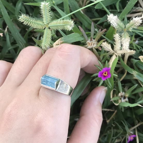 Raw aquamarine ring for girls