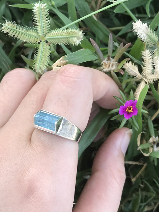 Raw aquamarine ring for girls
